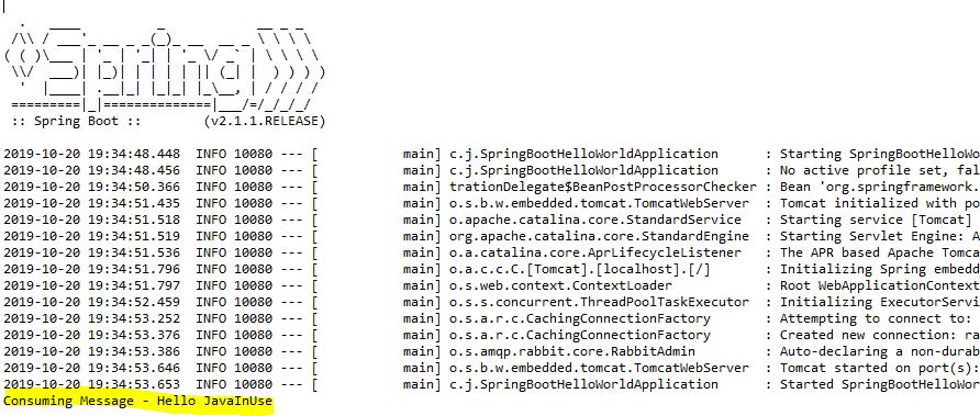 Spring Boot RabbitMQ consumer message listener