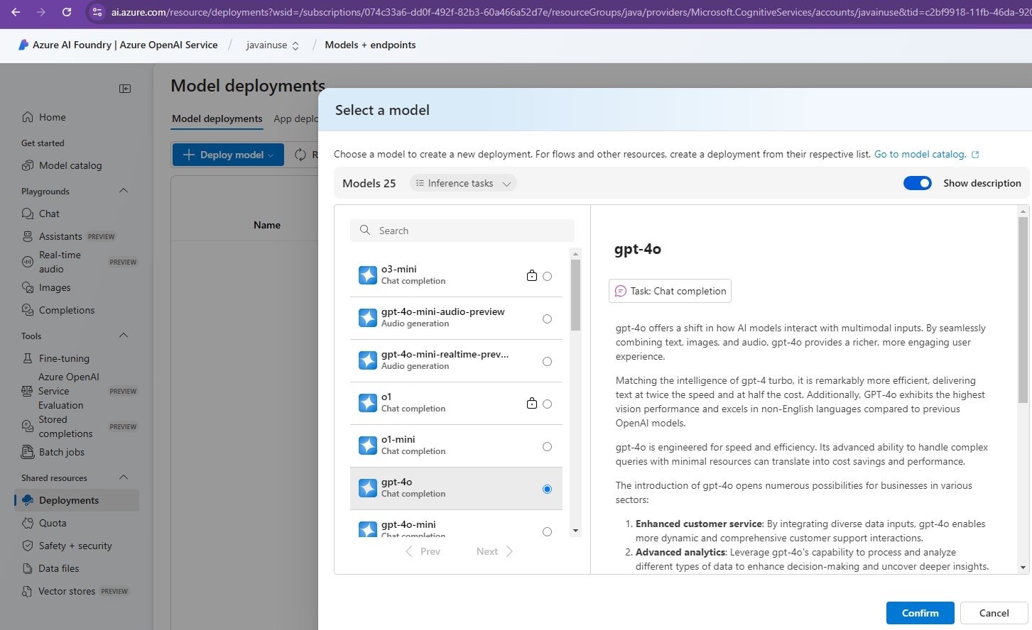 Azure OpenAI Deploy base model