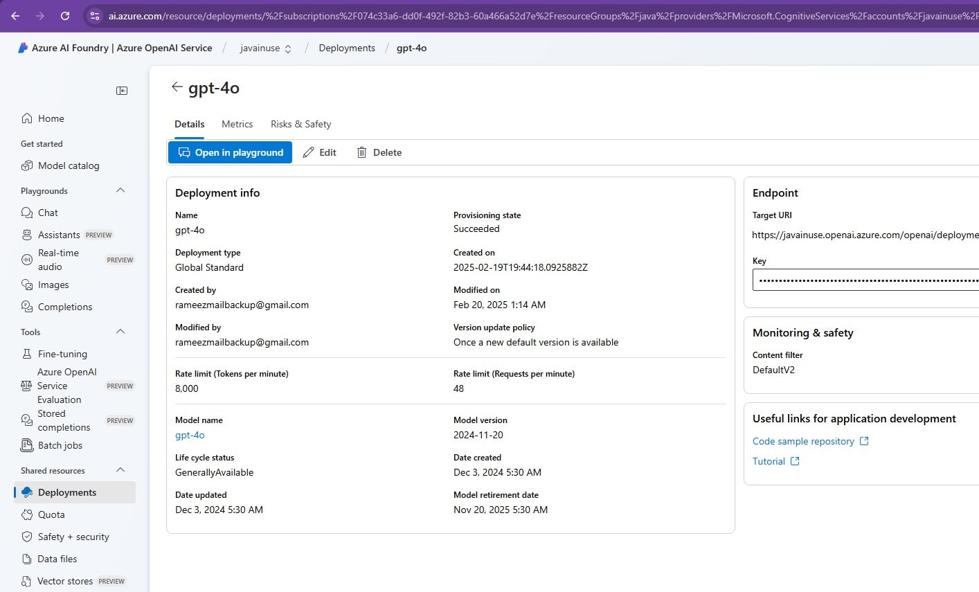 Azure OpenAI Deploy base model