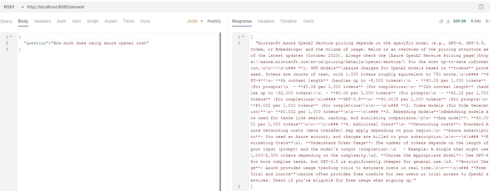 Azure OpenAI spring boot application