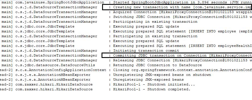 Transaction Propagation - REQUIRED - Output