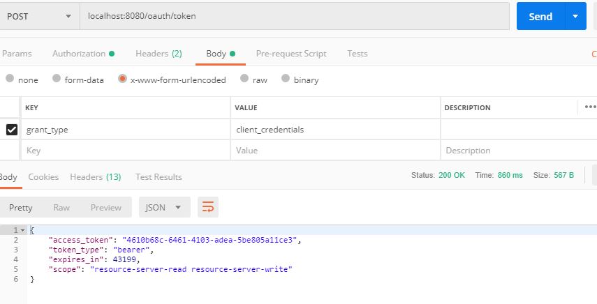 Spring Boot OAuth2 Client Credentials Grant - Token Example