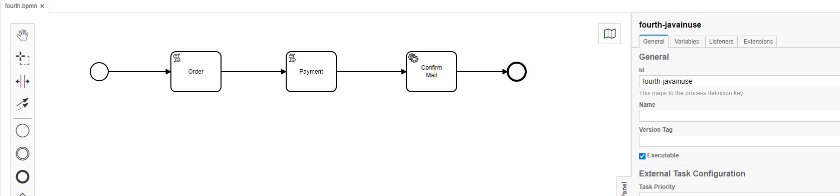 Spring Boot + Camunda BPMN Modeler Service Task