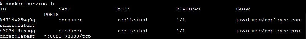Play with docker deploy services list