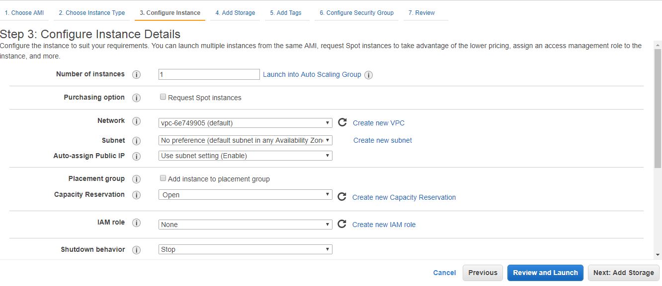 Amazon Linux Configure Instance Details
