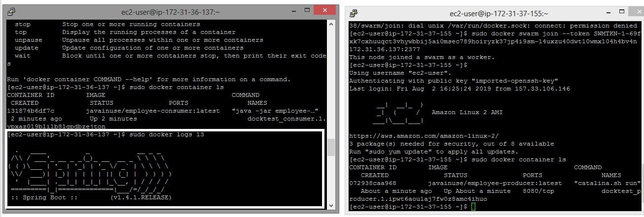 EC2 instance docker container logs