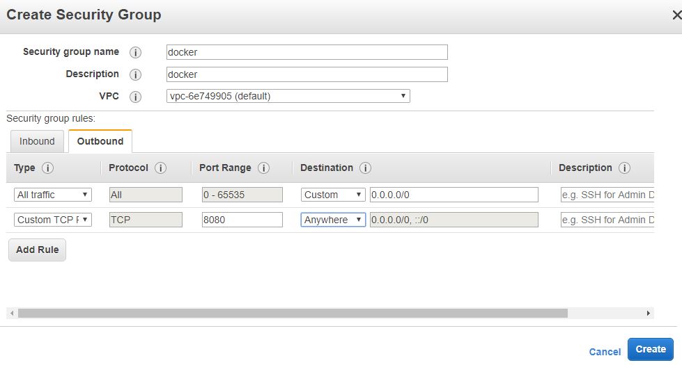 Docker Container outbound rules