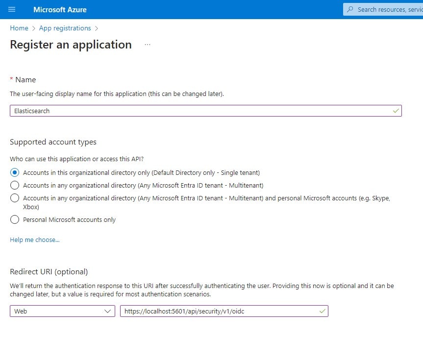 Elasticsearch Setting up OpenID Connect with Azure