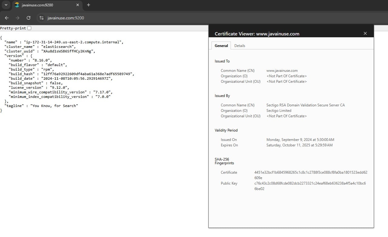 elasticsearch javainuse ssl