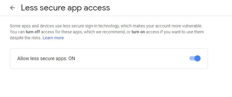 Gmail recieve less secure mails