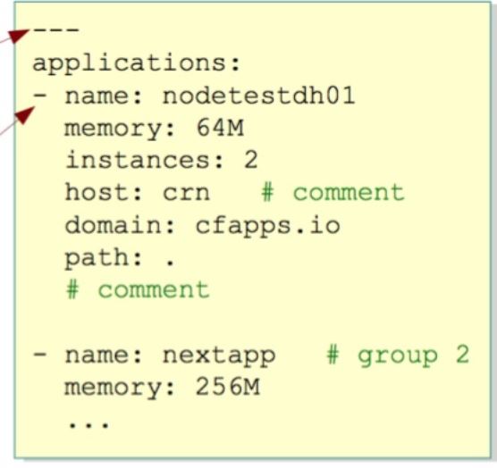 PCF manifest file