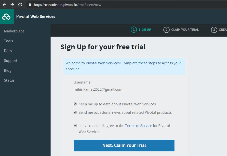 Pivotal Cloud Foundry Trial