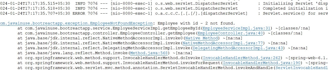 Spring Boot + MySQL get employee resource not found exception