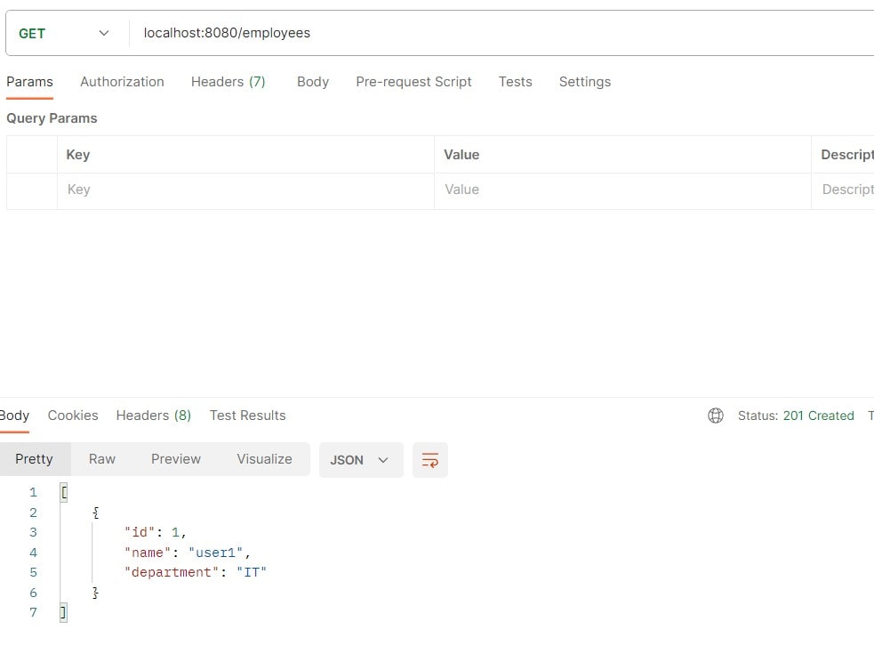 Spring Boot + MySQL get employee by id API