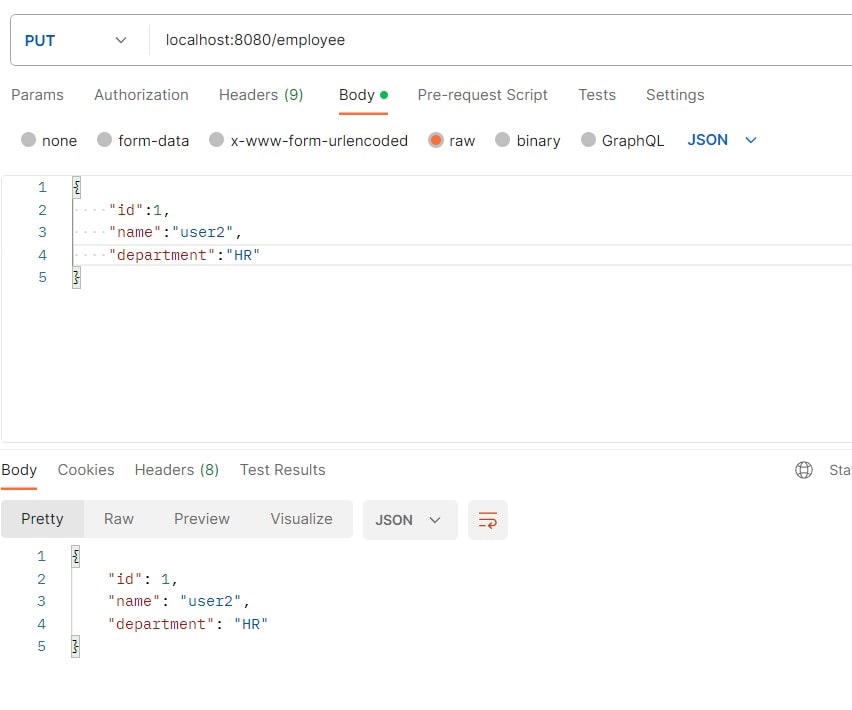Spring Boot + MySQL update employee by id API