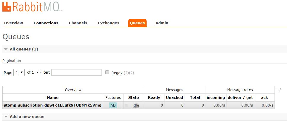 Spring Boot Stomp Queue RabbitMQ