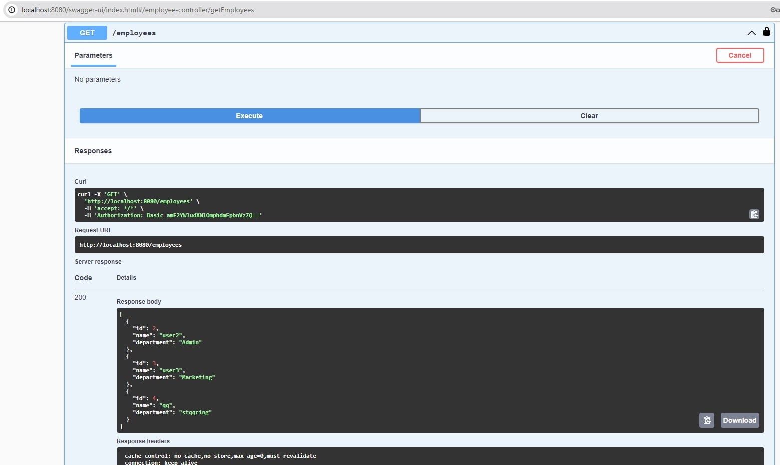 Spring Boot 3 security Basic Authentication swagger get employees